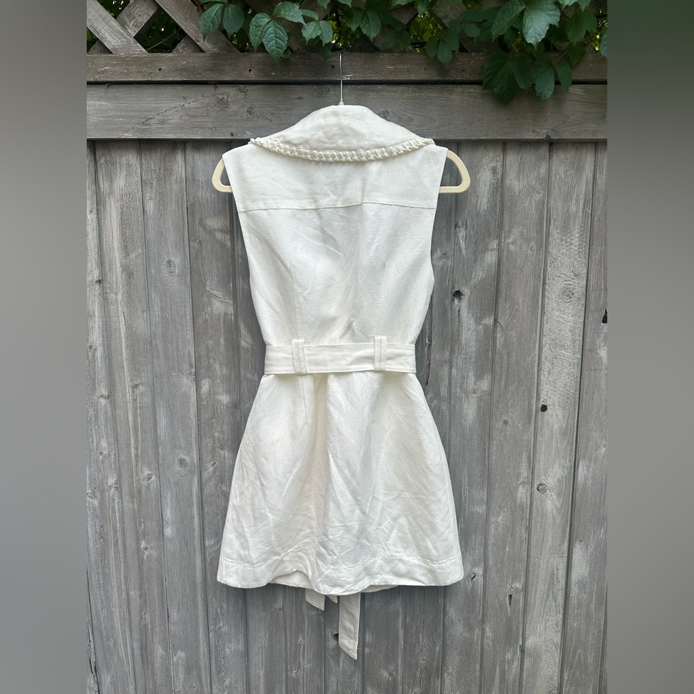 Aje Encompass Utility Mini Dress White Mini Dress with Collar and Waist Tie - Picture 4 of 8